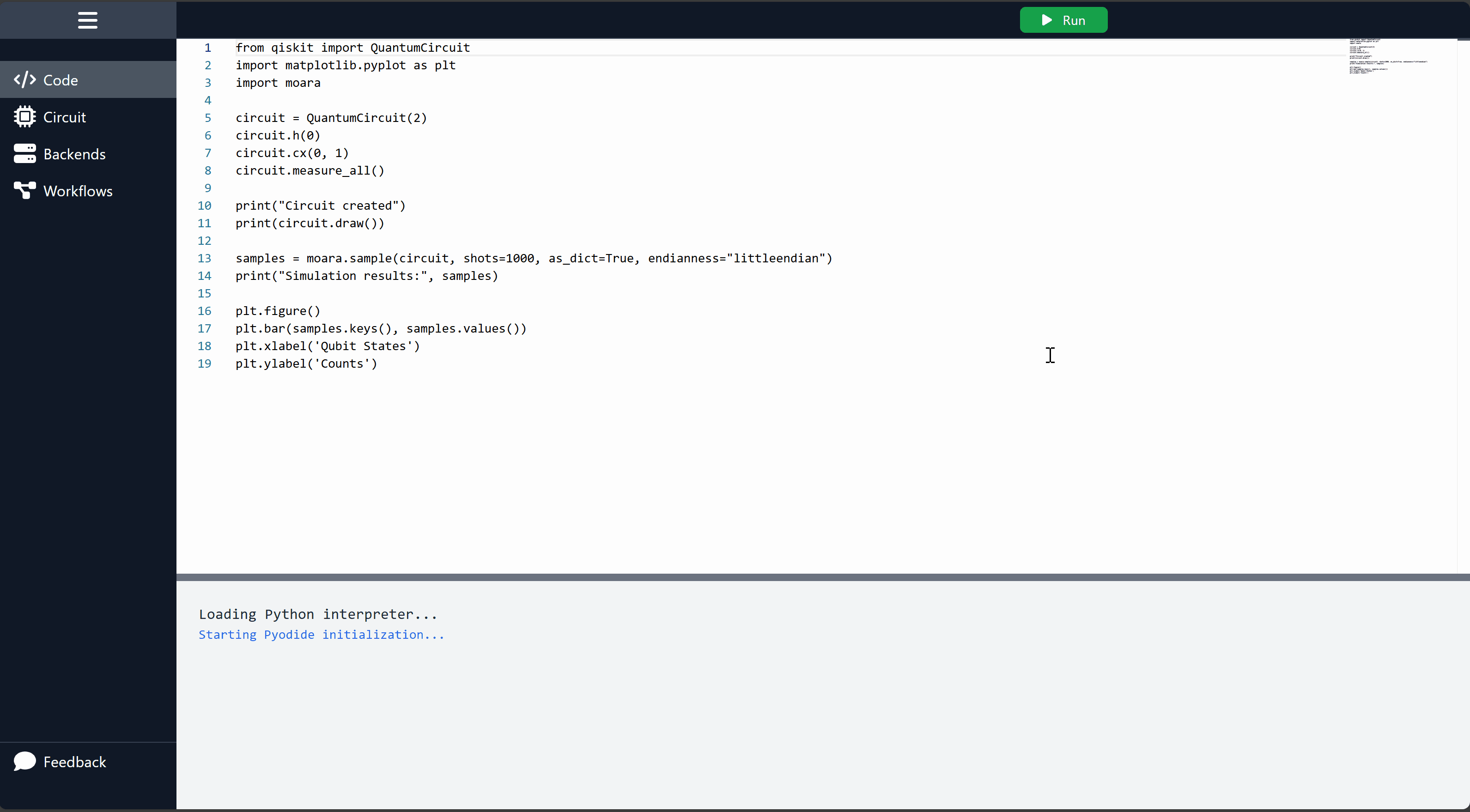Quantum Code editor demo